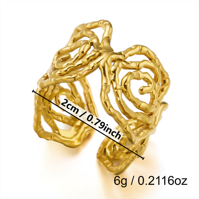 Wholesale Flower Sun Spiral Stainless Steel Open Ring Chic Fashion Jewelry Accessory