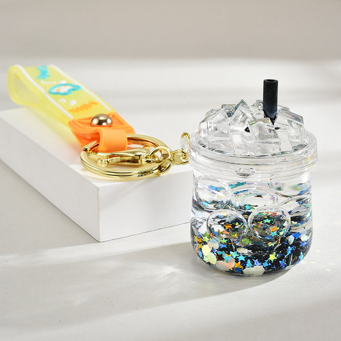 Wholesale Acrylic oil-filled pendant,  glow-in-the-dark iceberg cup keychain