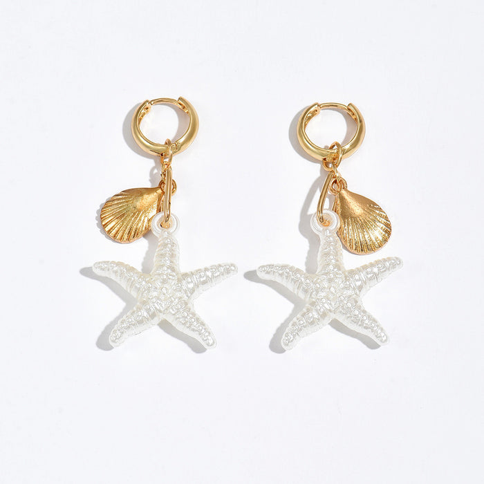 Wholesale Ocean Style Starfish Shell Pendant Earrings Accessible Alloy Design Earrings for Women