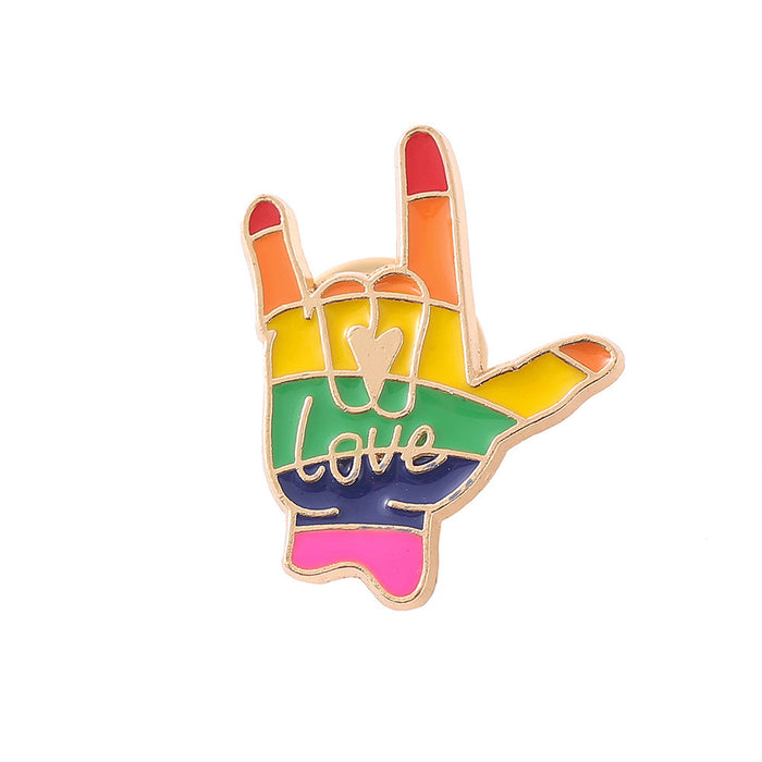 Wholesale Rainbow Heart Letter Brooch
