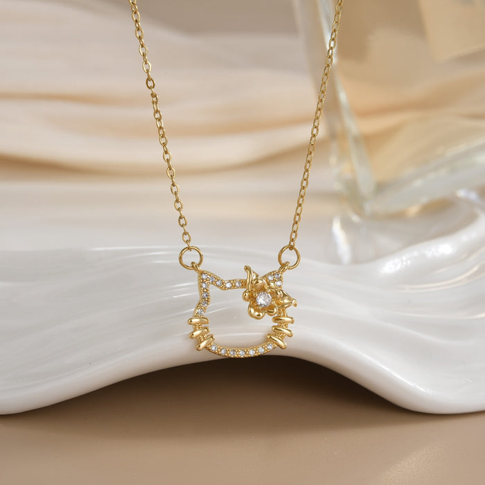 Wholesale Cat pendant micro-painted zircon copper gold-plated clavicle necklace