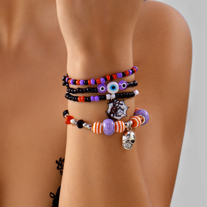 Wholesale  bracelet for women with funny skull and pumpkin pendant and rice beads set
