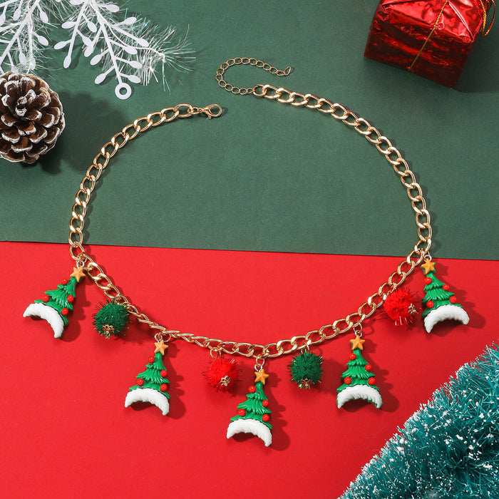 Wholesale Christmas Cartoon Alloy Tree Bell Necklace JDC-NE-JunJie002