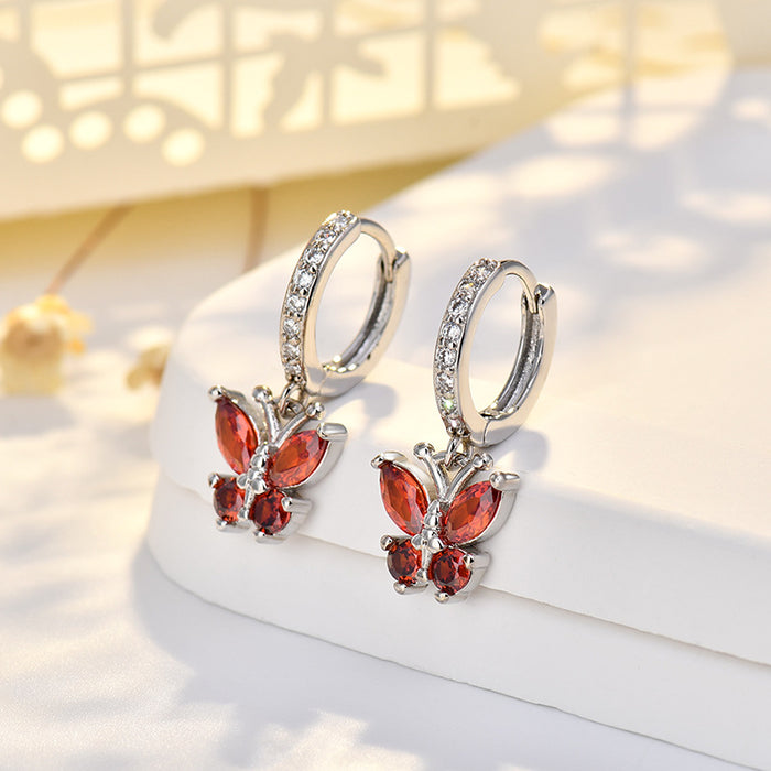 Wholesale Butterfly sterling silver needle earrings with fashionable and simple style, ear buckles, and headwear accessories