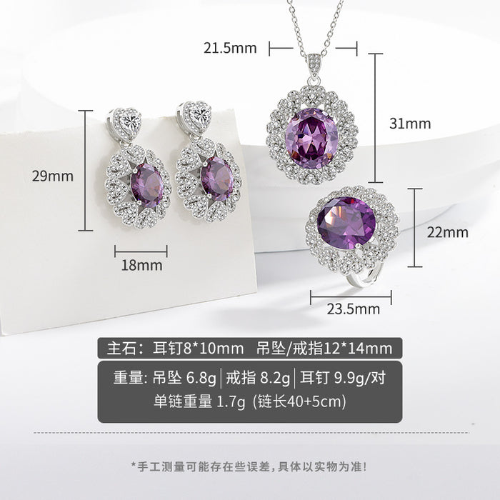 Wholesale Oval Drill Amethyst Pendant Necklace