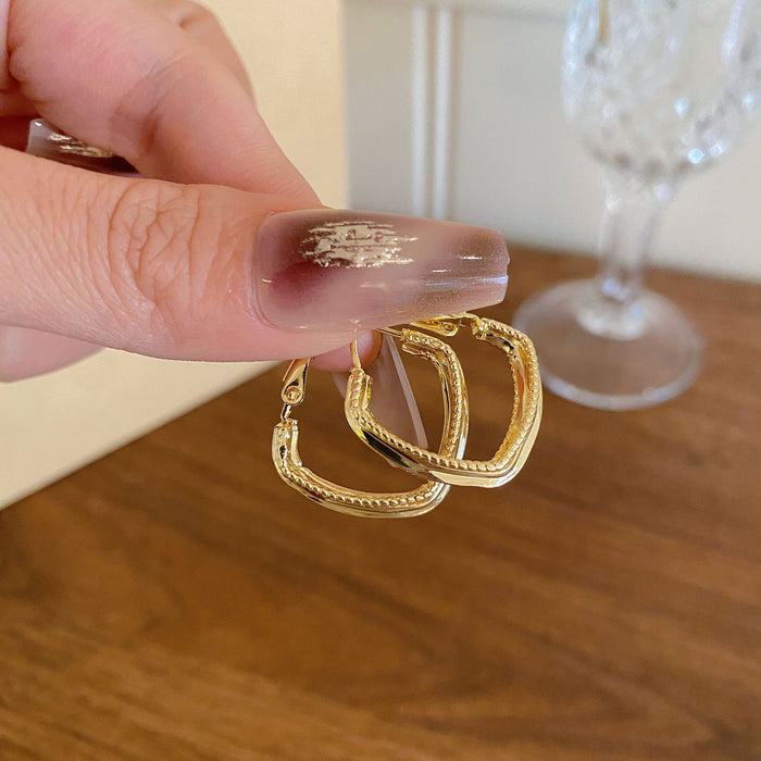 Wholesale Fashionable silver needle high-end ear rings, metal earrings, multi-layer earrings, geometric square earrings