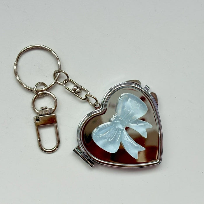 Wholesale  Niche silver Bow Love Mirror Keychain
