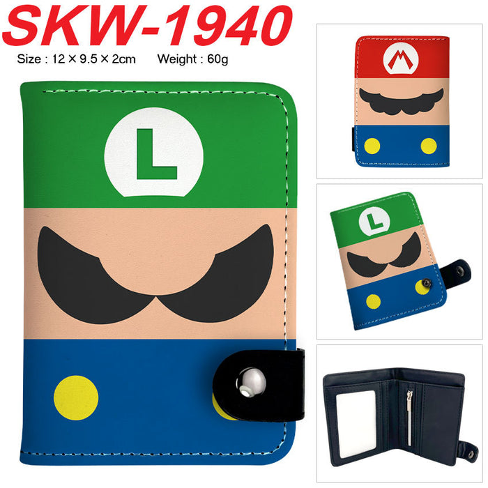Wholesale Plumber Vertical Snap Wallet Anime Cartoon Two Layer Coin Purse PU Street Trend Accessory Casual Gift For Game Fans