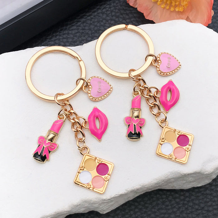 Wholesale Oil-dripped rose red lips alloy keychain