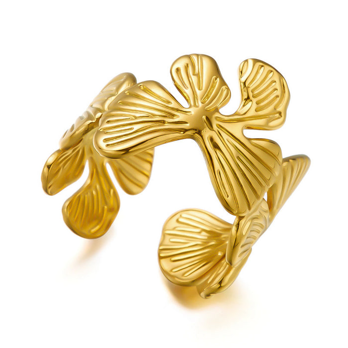 Wholesale Flower Sun Spiral Stainless Steel Open Ring Chic Fashion Jewelry Accessory