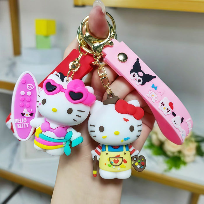 Wholesale Metal Cartoon Cat Keychain Gift Bag Charm for Birthday Business Gifts MOQ≥2