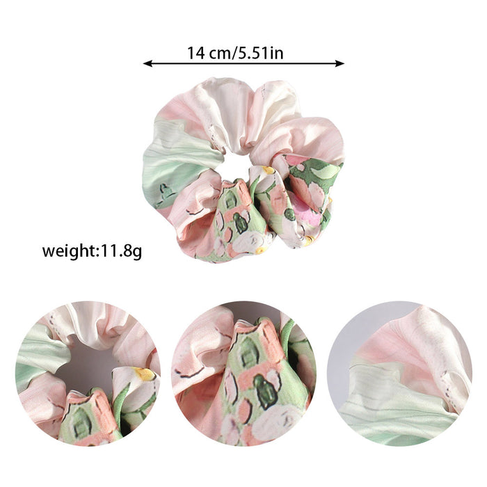 Wholesale Oil painting-inspired satin Hair Scrunchies