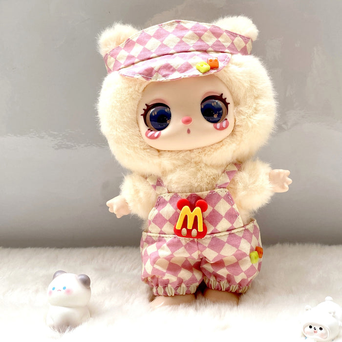 Wholesale Pendant Doll Clothes Checkboard Tennis Clothes suit Suspenders Skirt
