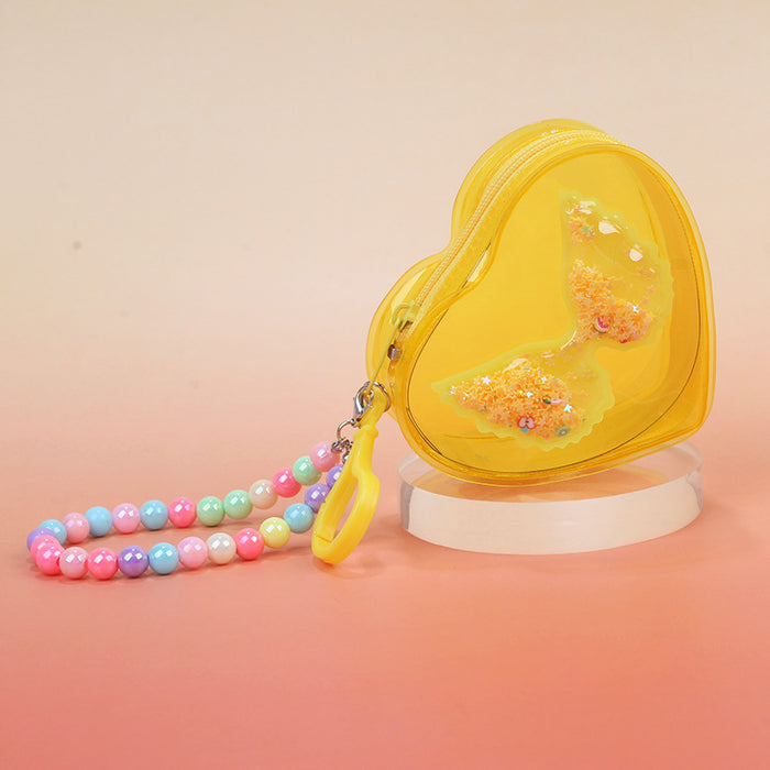 Wholesale PVC Transparent Heart Wings Coin Purse Waterproof Earphone Bag Stylish Girly Storage Pouch