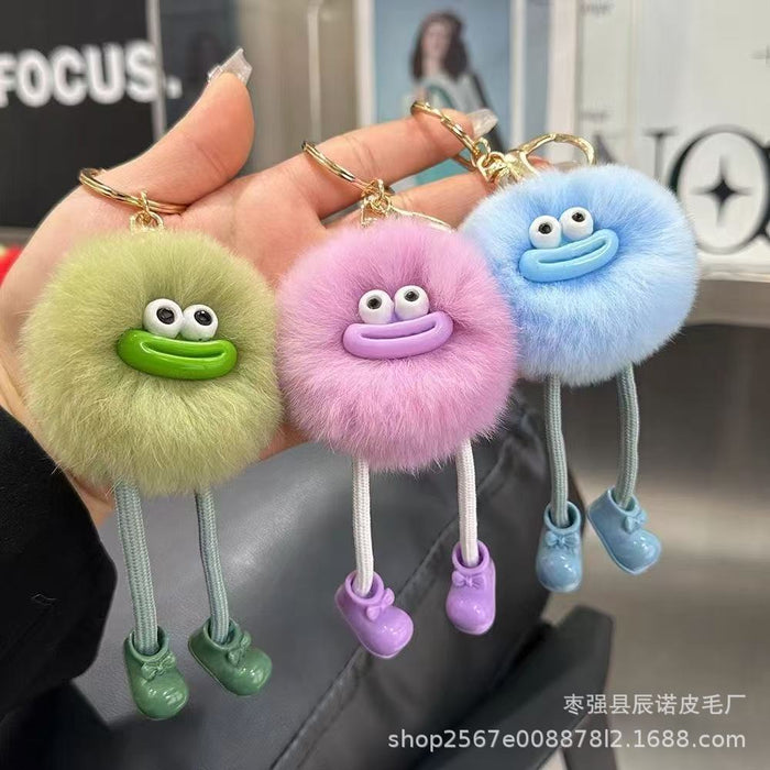 Wholesale Cute car keychain pendant plush ball bag ornament