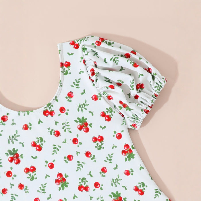 Wholesale Cute one-piece swimsuit with bubble sleeves and short sleeves