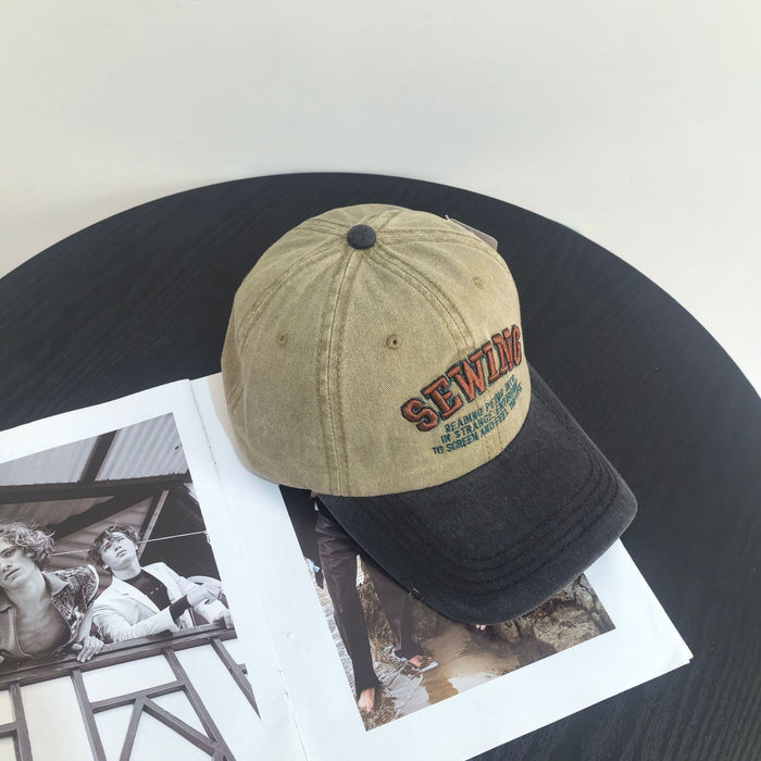 Wholesale Versatile duckbill hat washed with retro embroidery, used sun hat, casual sun protection baseball hat