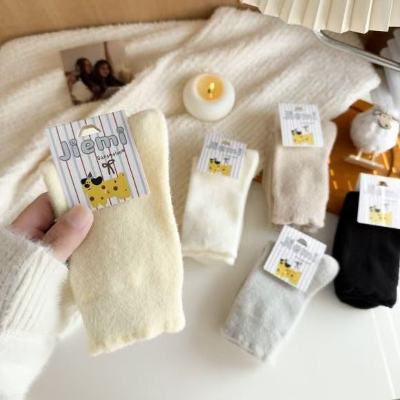 Wholesale Socks, mid tube socks, thick velvet, warm home floor socks, solid color sleep socks