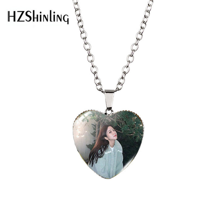 Wholesale Heart-shaped necklace,  peach heart time gem star pendant,  clavicle chain