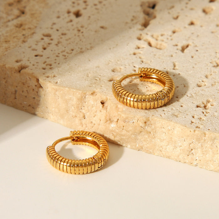 Wholesale  Titanium Steel Ear Ring  Stripe Touch Buckle Earrings  Stainless Steel Jewelry Earrings