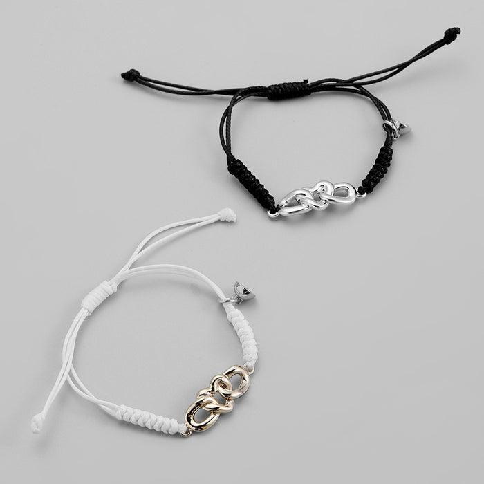 Wholesale Fashionable, versatile, personalized, trendy, high-end, heart key, stone suction couple bracelet set