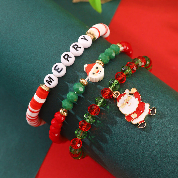 Wholesale Polymer Clay Christmas Bracelet Set Snowflake Santa Design Fashion Accessory Gift