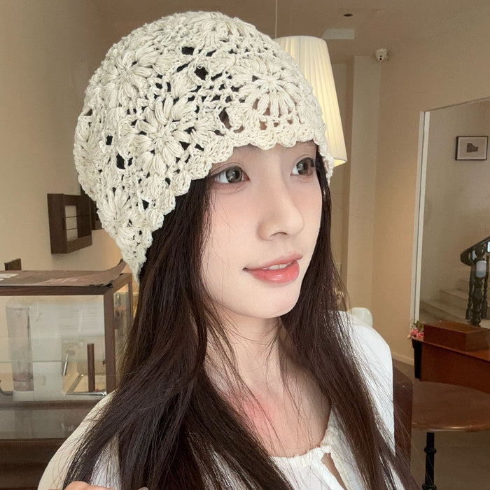 Wholesale New thin hollowed out handmade crochet knitted hat for women, fashionable thin toe cap