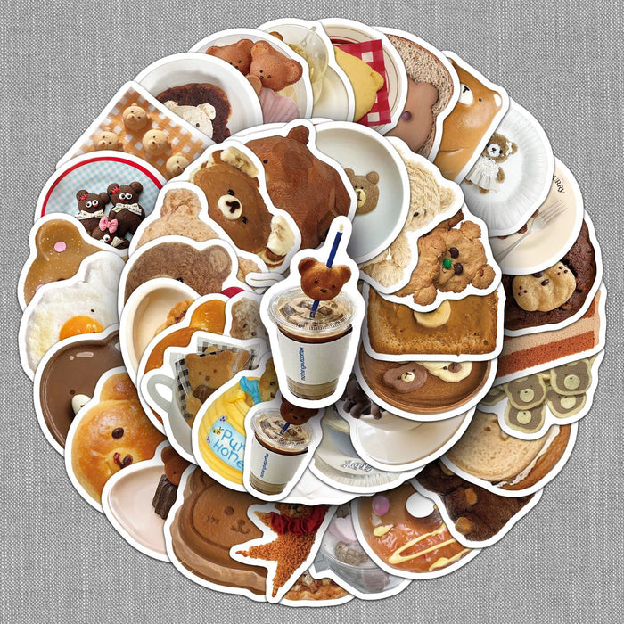 Wholesale 50pcs Bear graffiti stickers animal cartoon bread cute decoration mobile phone case flat creative stickers