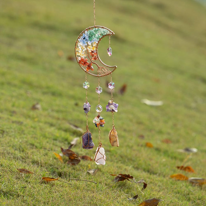 Wholesale Dreamcatcher Crystal Pendant Sunshine Rainbow Moon Wind Chime Pendant Girl Room