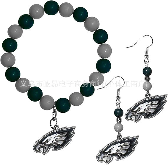 Wholesale Football Colored Candy Acrylic Bead Bracelet Earring Set
