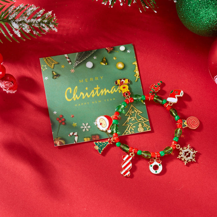 Wholesale Beaded bracelet Christmas festive elk  crutches snowflake gloves Christmas bracelet