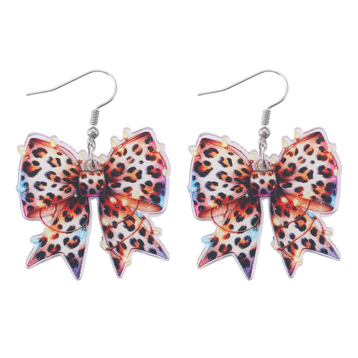 Wholesale Christmas light bow acrylic western-style earrings