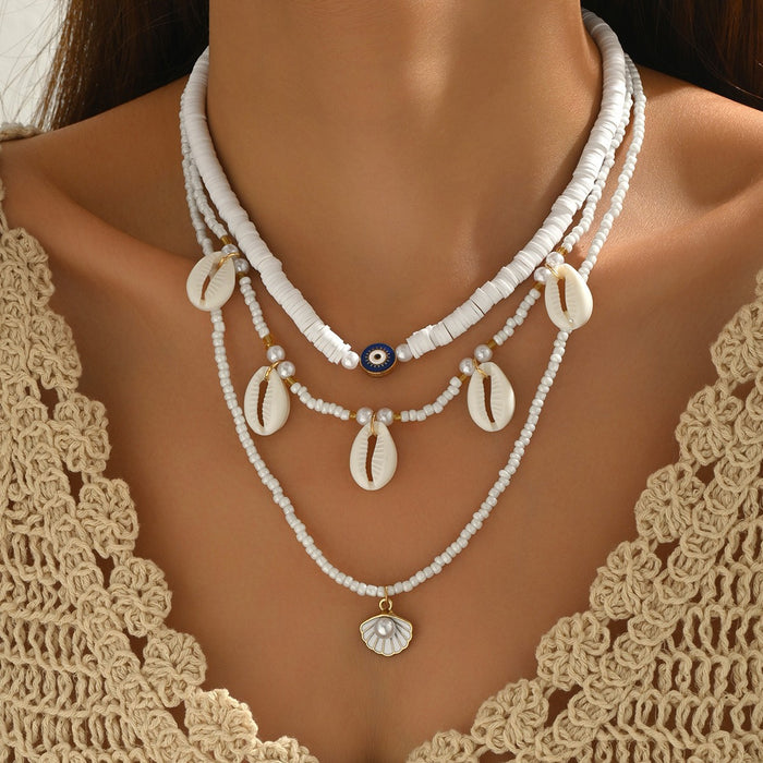 Wholesale Zinc Alloy Layered Necklace with nut Tree Starfish Flower Pendant
