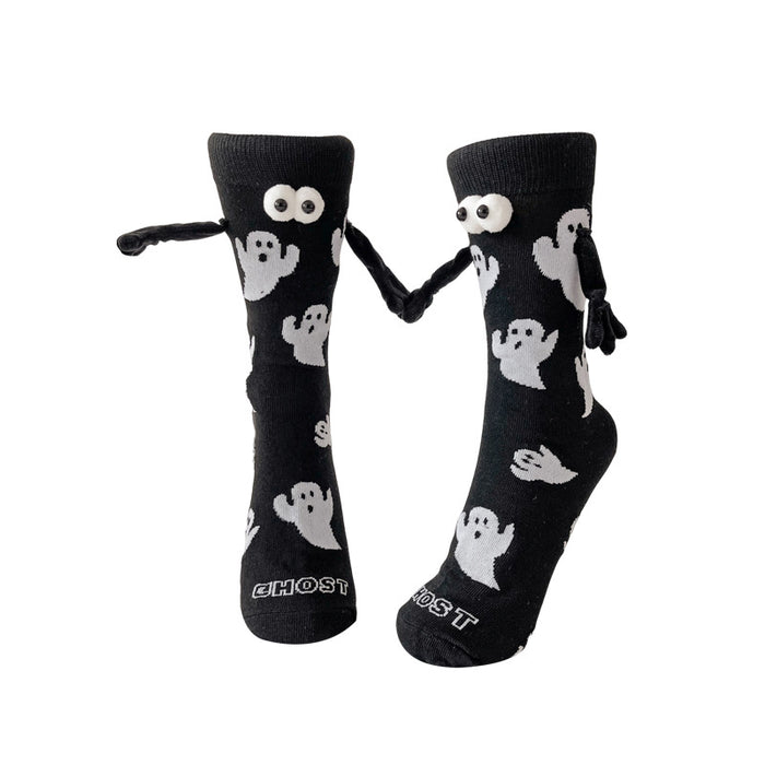 Wholesale Ghost  socks magnetic holding socks  feet plus size couple black and white tube socks