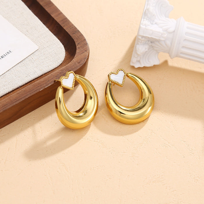 Wholesale Love Earrings Simple and Fashionable Gold Titanium Steel Earrings Trendy and Versatile Love Circle Earrings