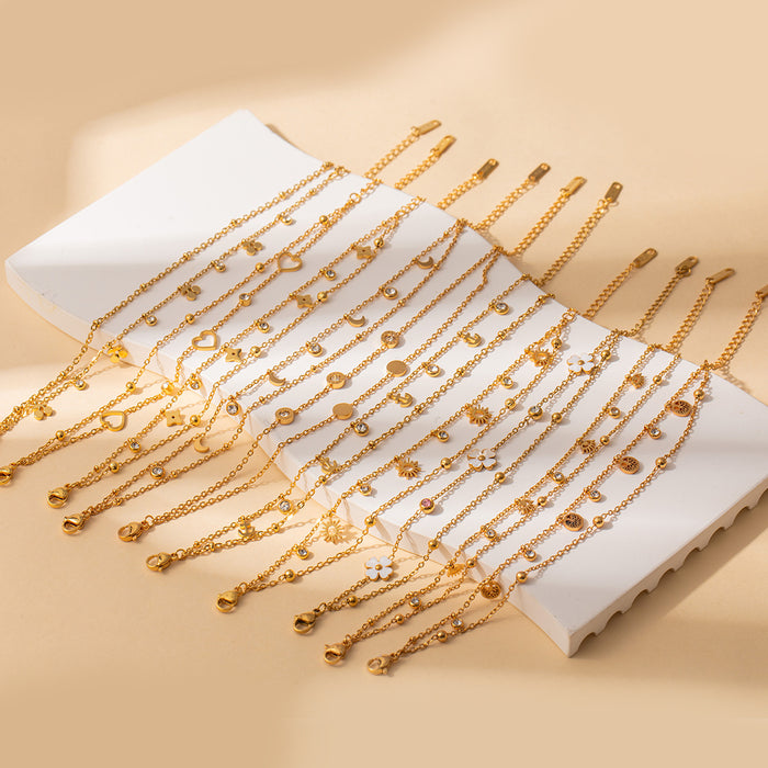 Wholesale Stainless steel fashion diamond bracelet flower geometric