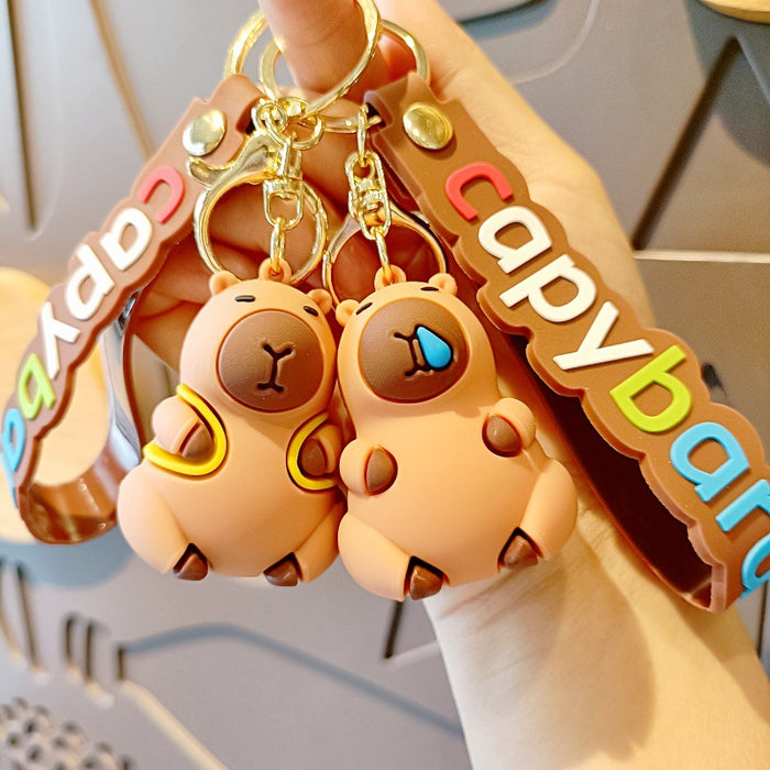 Wholesale Cartoon Keychain Internet Celebrity Cute Capybara Doll Children' s School Bag Pendant Car Key Chain Accessories