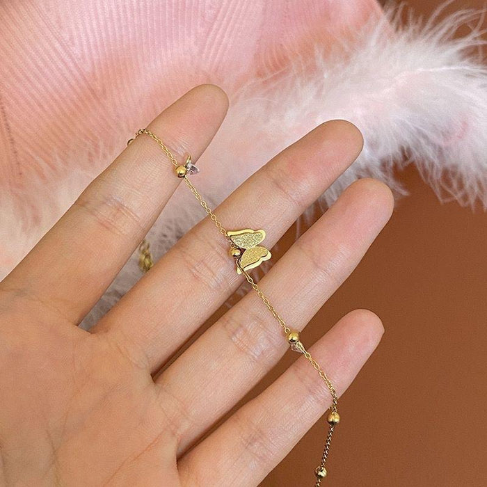 Wholesale  Titanium Steel 18K Gold Color Plated Butterfly Bracelet Women' s Ins Cold Style