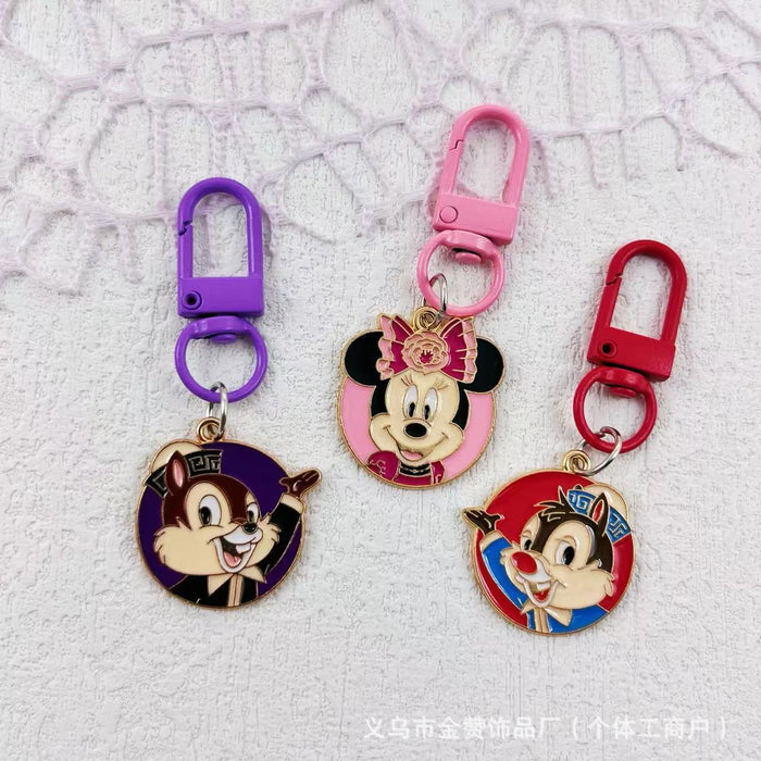 Wholesale Colorful keychain creative couple metal pendant bag ornaments cute cartoon