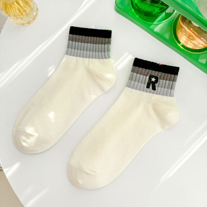 Wholesale Socks low short tube women's socks gradient letter embroidery college style sports socks cotton