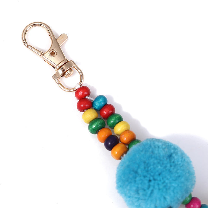 Wholesale Polyester Colorful Fur Ball Tassel Keychain JDC-KC-ZhenZhen002