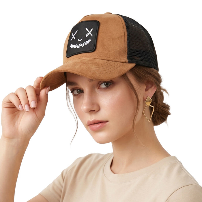 Wholesale Trendy Face Embroidered Mesh Baseball Cap Unisex Sun Hat
