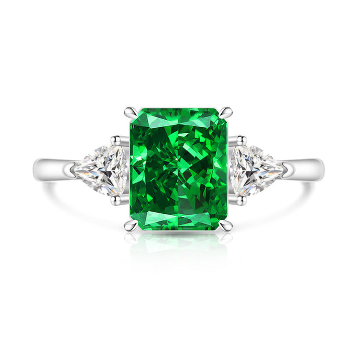 Wholesale Ice Flower Cut Square Ring Copper Real Gold Plating High Carbon Diamond Look Jewelry Accessory for Resale