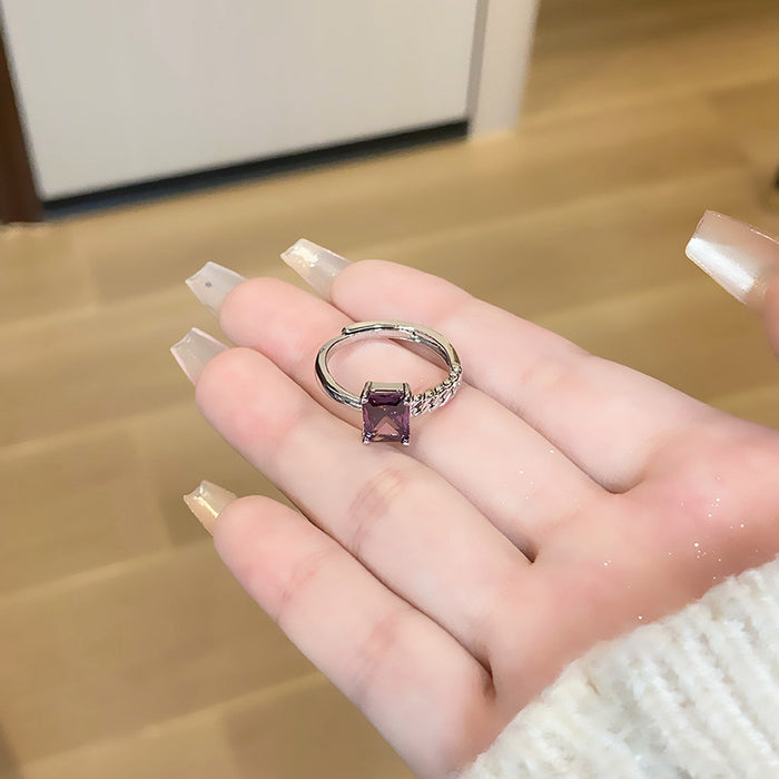 Wholesale Light luxury purple diamond zircon series temperament versatile open ring with niche design sense