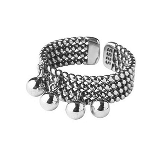 Wholesale Personalized round bead smooth ring for women, retro vintage vintage, multi-layer woven ring, open ring, hand accessory
