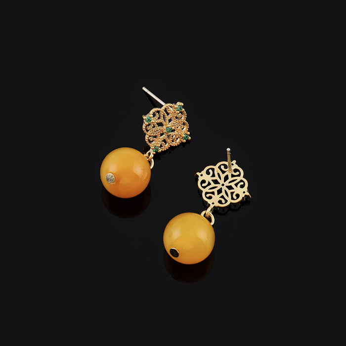 Wholesale Yellow Agate Earrings Earrings Vintage Ear Clip Earrings Without Ear Holes