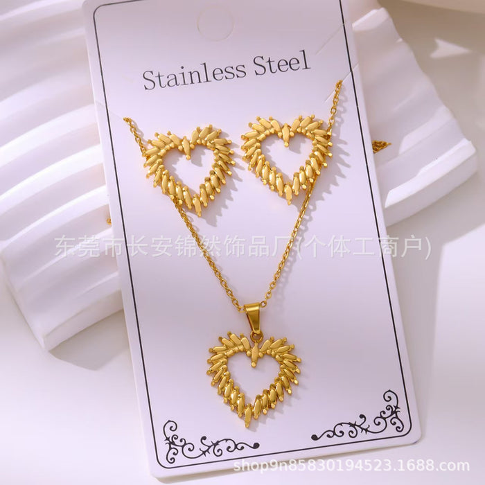 Wholesale Stainless steel gold-plated earring and necklace set