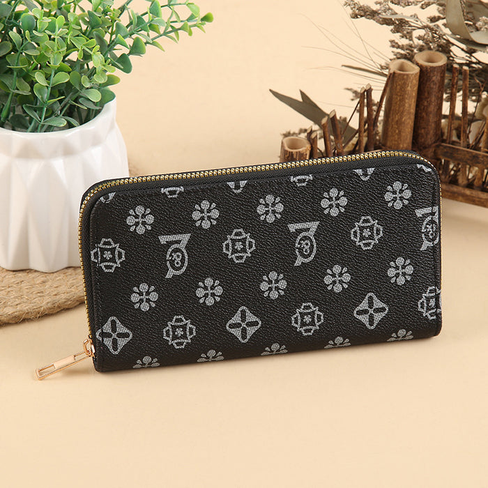 Wholesale PU Leather Long Wallet with Retro Print Design Large Capacity MOQ≥3