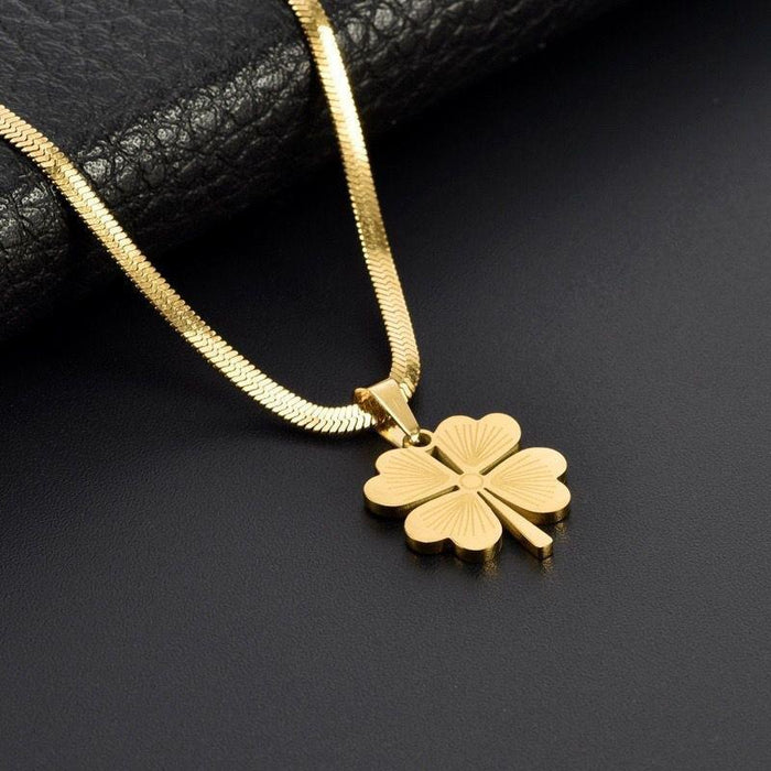 Wholesale Four Leaf Clover Stainless Steel Necklace JDC-NE-Shengh001