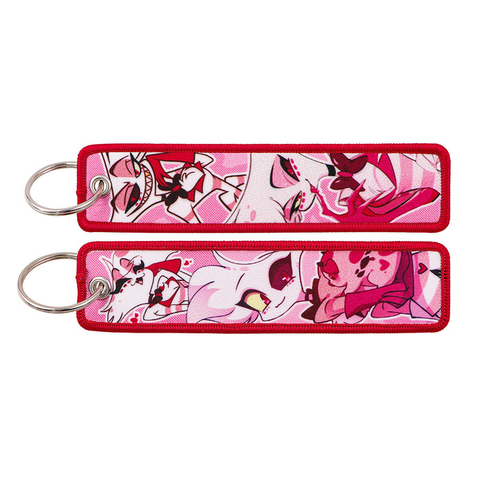 Wholesale Anime Style Cloth Keychain Woven Label Pendant Trendy Bag Charm Car Key Accessory For Everyday Use